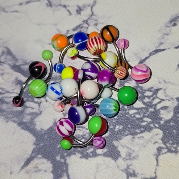 Colorful Belly Button Rings Set - Picture 2 of 3